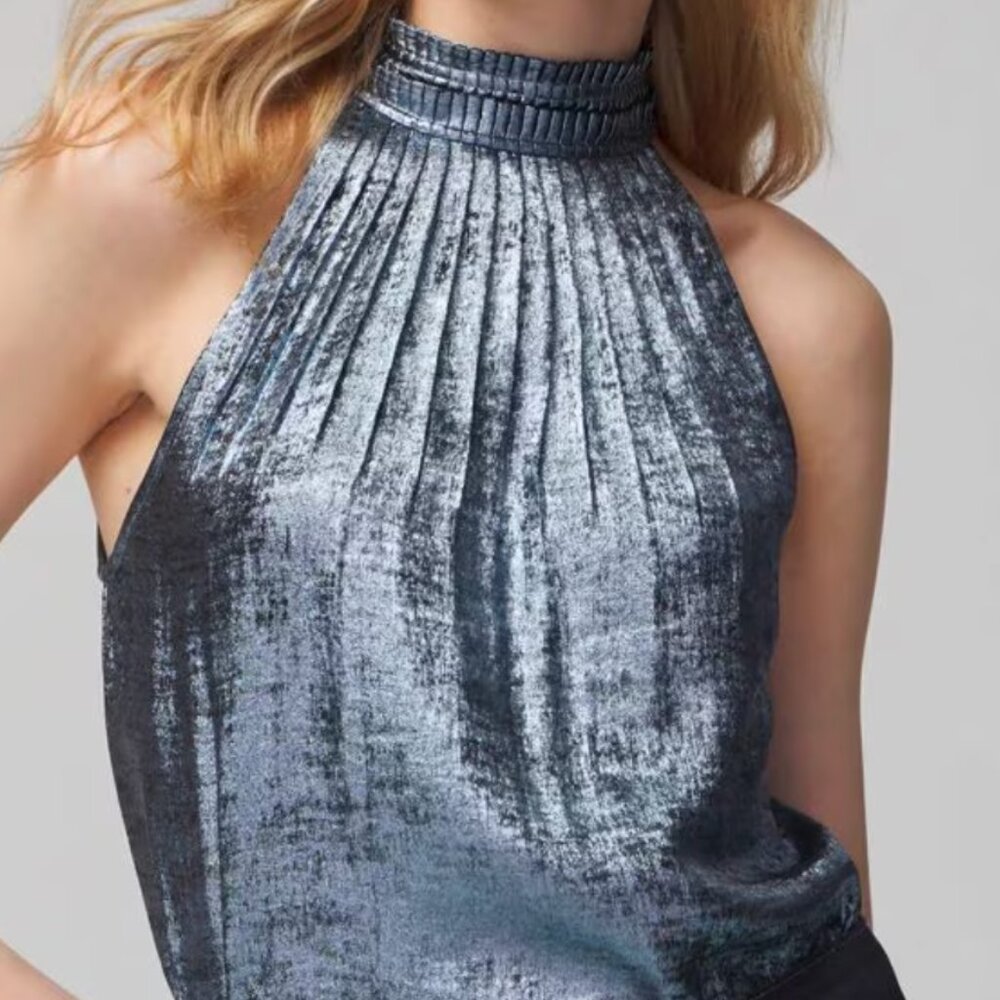 NWT: WHITE HOUSE BLACK MARKET HALTER PIT SHELL, SZ: 12